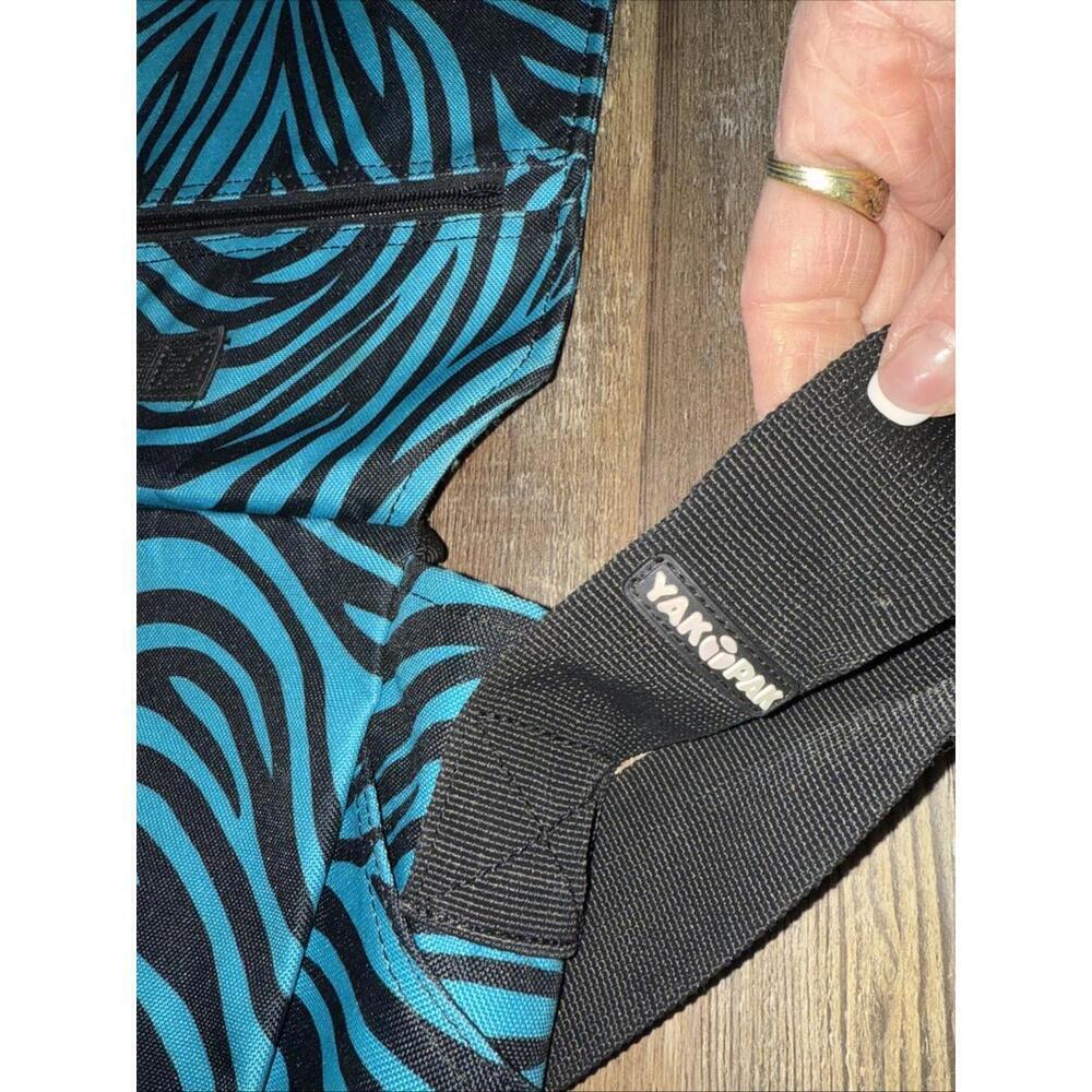 Yak Pak Turquoise& Black Zebra Print Laptop Book Bag Travel Shoulder Strap Bag - Picture 7 of 10